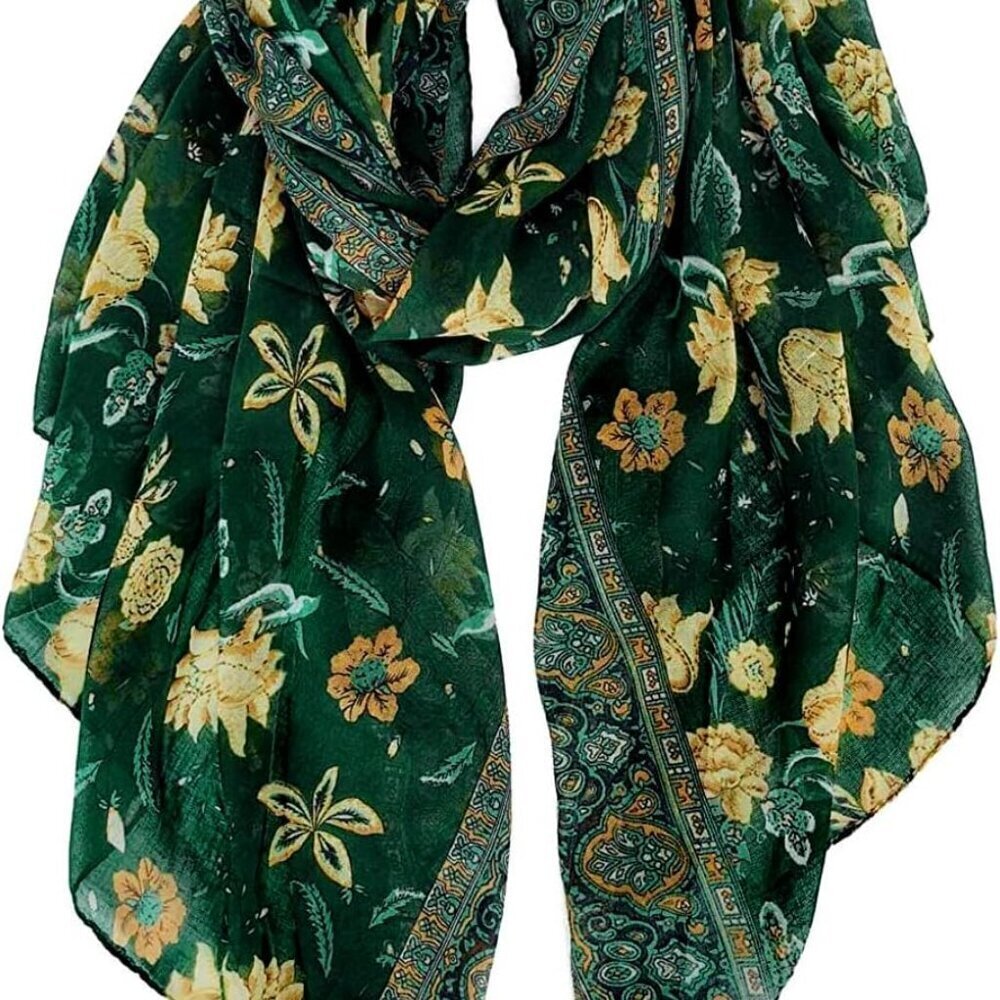 Lightweight Cotton Scarves Women Floral Print Summer Wrap Shawl Accessory